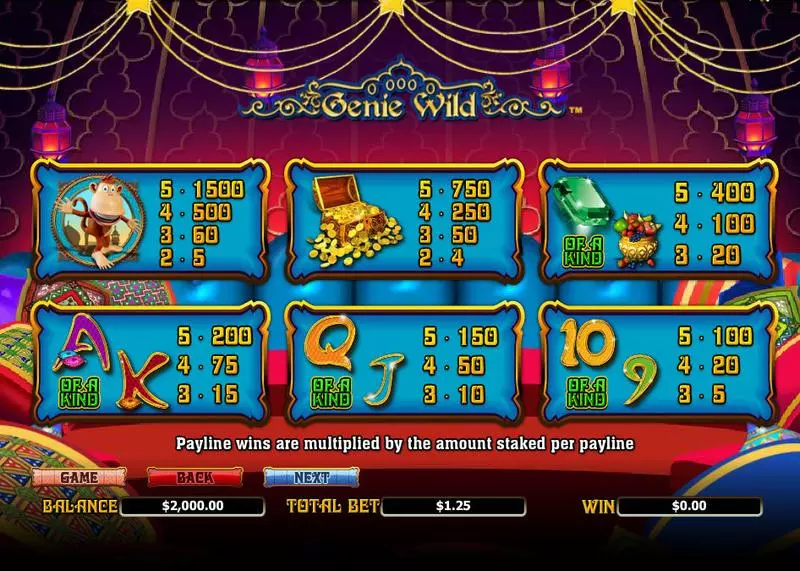 Genie Wild Slots made by NextGen Gaming - Info and Rules