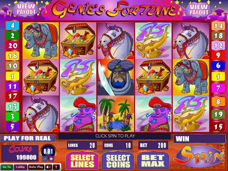 Genie's Fortune Slots made by Wizard Gaming - Main Screen Reels
