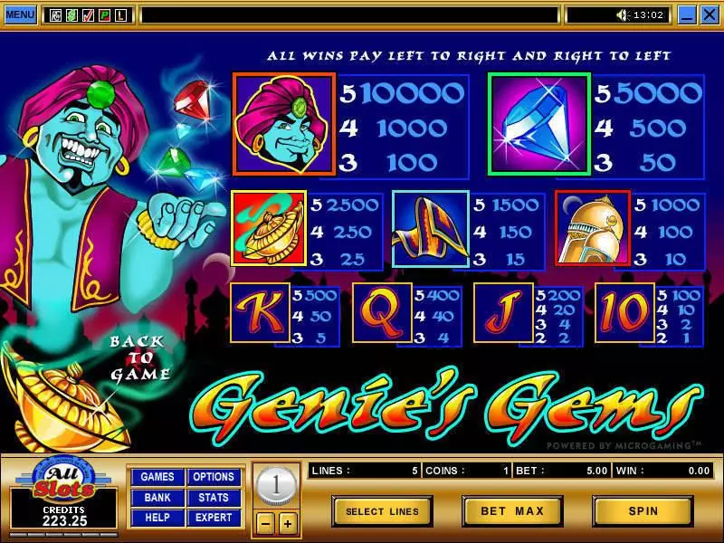 Genie's Gems Slots made by Microgaming - Info and Rules