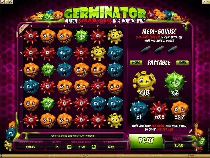 Germinator Slots made by Microgaming - Introduction Screen
