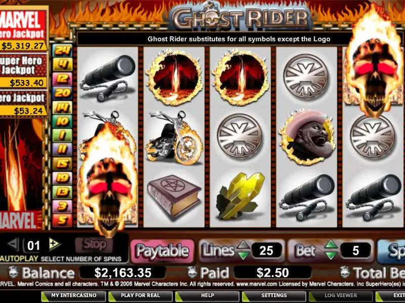Ghost Rider Slots made by PlayTech - Main Screen Reels