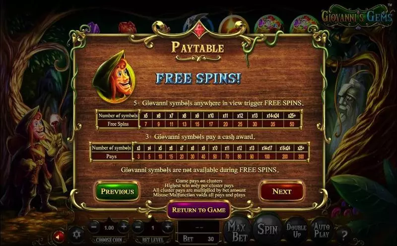 Giovanni's Gems Slots made by BetSoft - Free Spins Feature