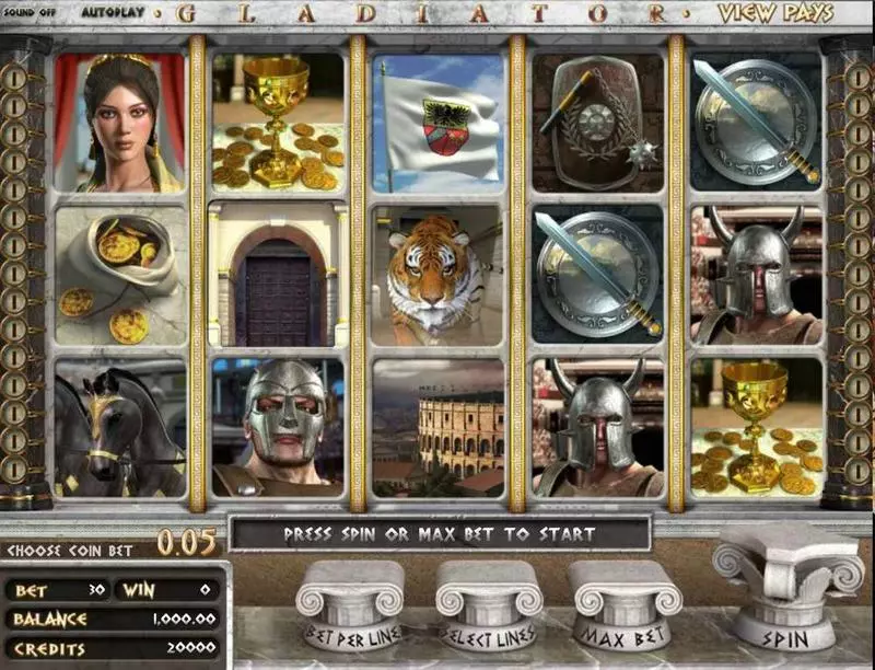 Gladiator Slots made by BetSoft - Main Screen Reels