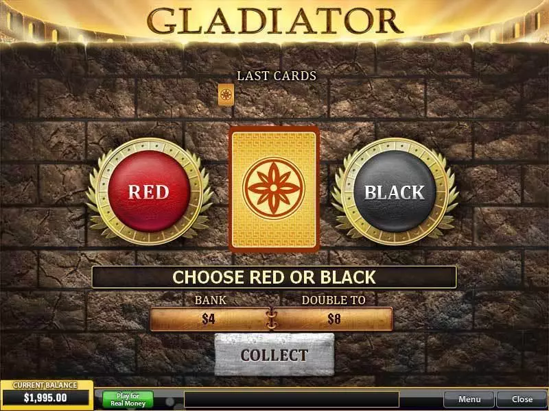 Gladiator Slots made by PlayTech - Gamble Screen