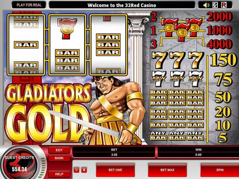 Gladiator's Gold Slots made by Microgaming - Main Screen Reels