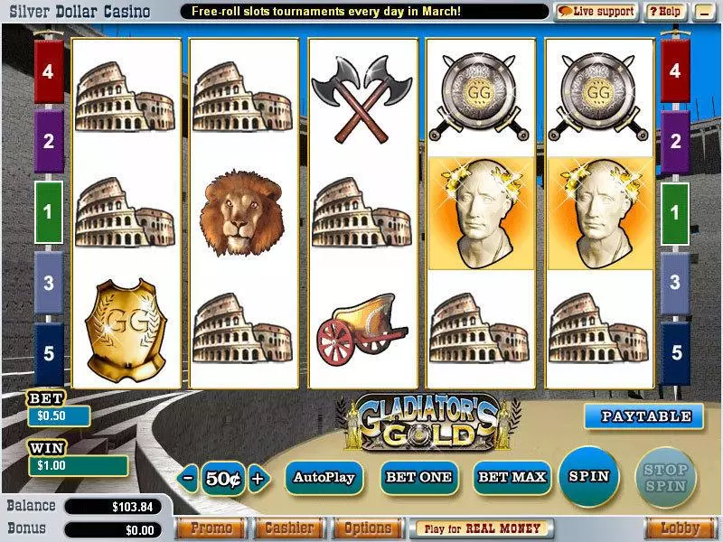 Gladiator's Gold Slots made by WGS Technology - Main Screen Reels