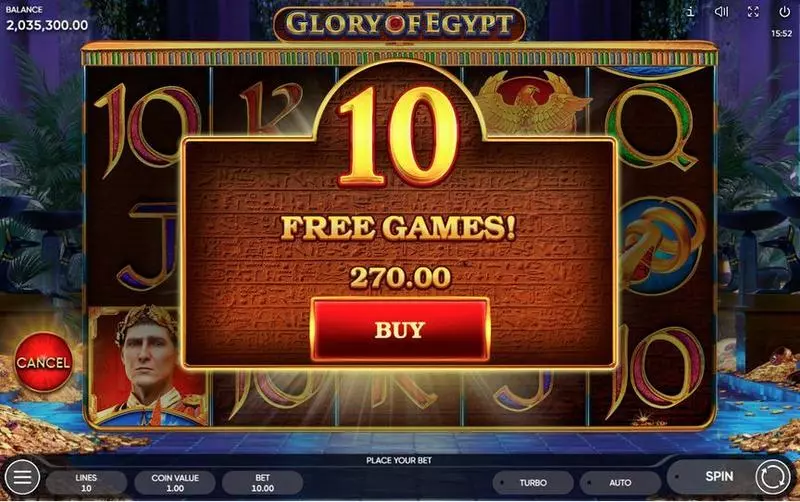 Glory of Egypt Slots made by Endorphina - Free Spins Feature