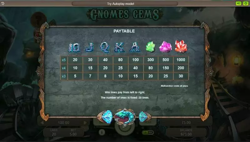 Gnomes' Gems Slots made by Booongo - Info and Rules