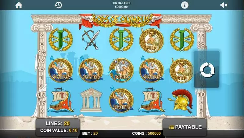 Gods of Olympus Slots made by 1x2 Gaming - Main Screen Reels