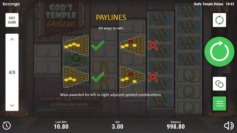 God's Temple Deluxe Slots made by Booongo - Info and Rules