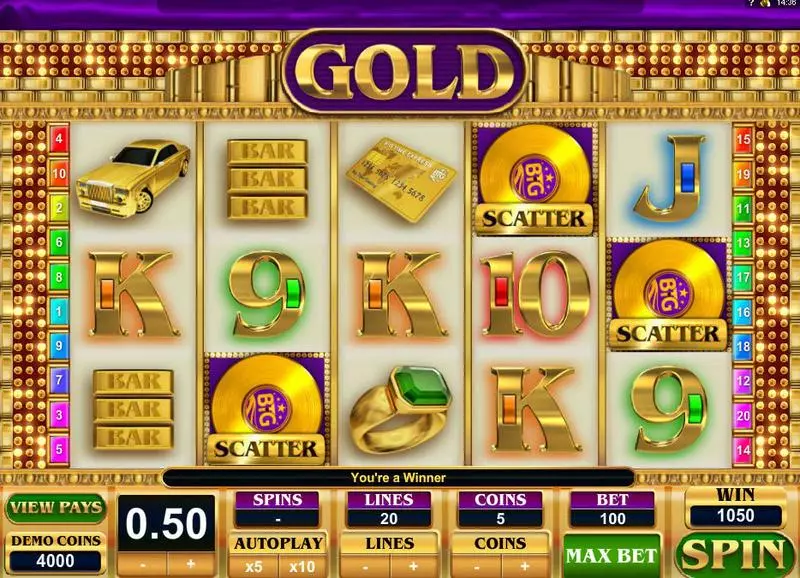 Gold Slots made by Big Time Gaming - Main Screen Reels