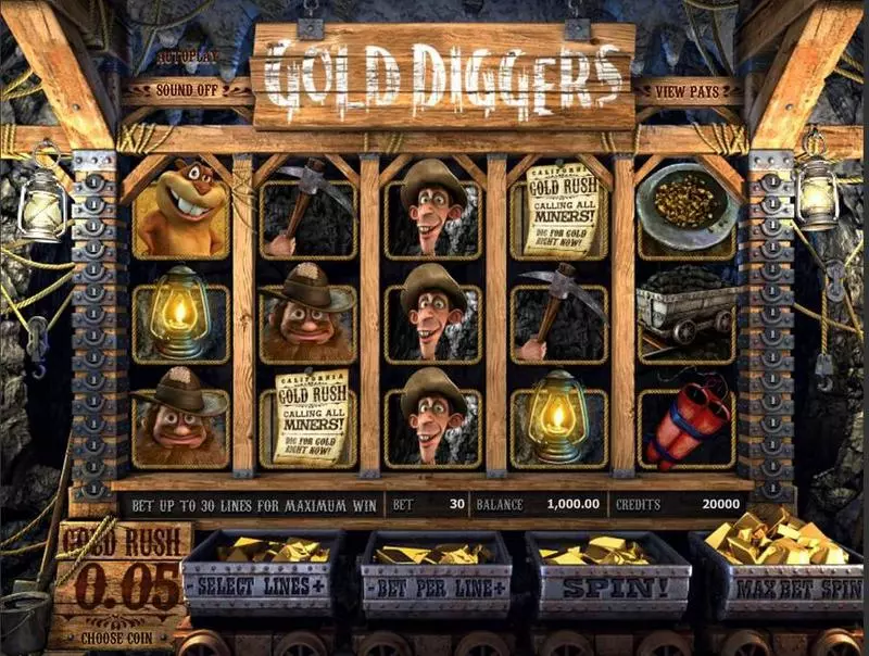 Gold Diggers Slots made by BetSoft - Main Screen Reels