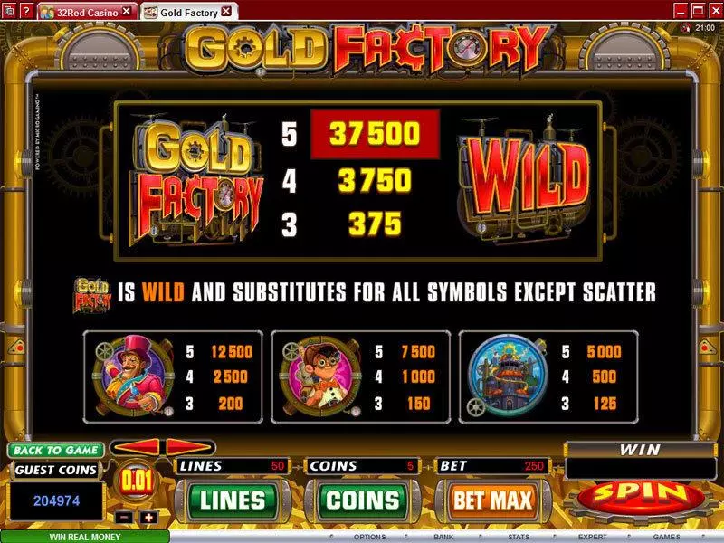 Gold Factory Slots made by Microgaming - Info and Rules