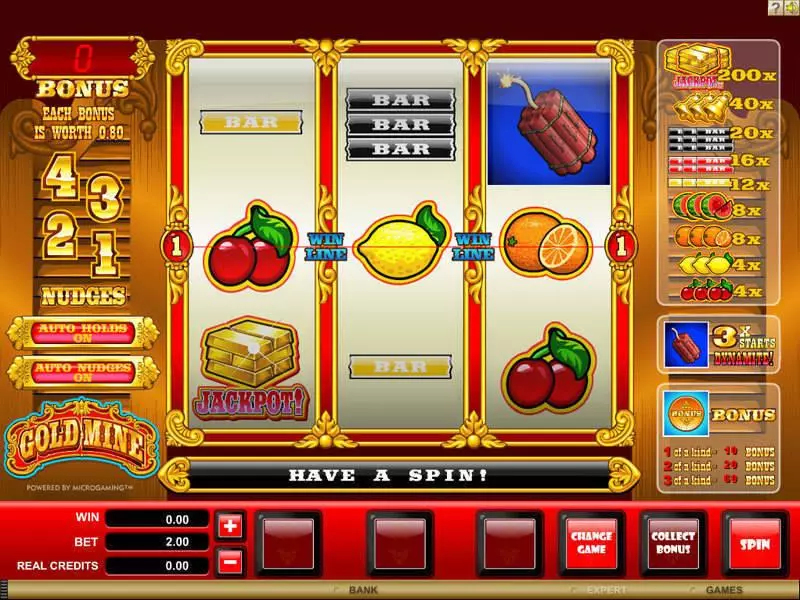 Gold Mine Slots made by Microgaming - Main Screen Reels