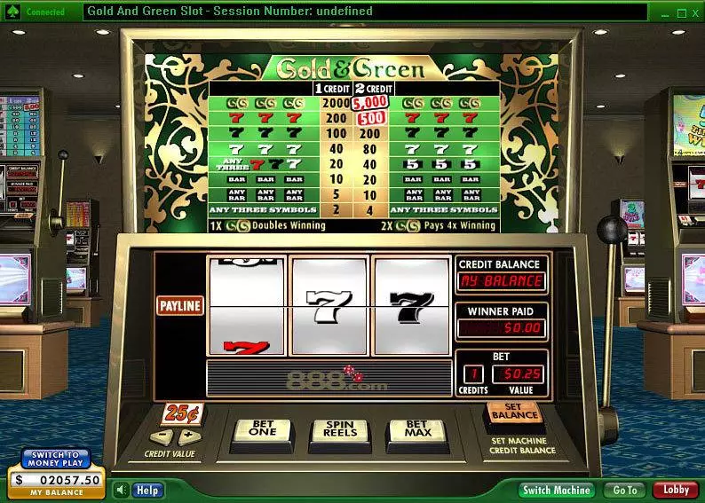 Gold 'n' Green Slots made by 888 - Main Screen Reels
