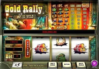 Gold Rally 1 Line Slots made by PlayTech - Main Screen Reels