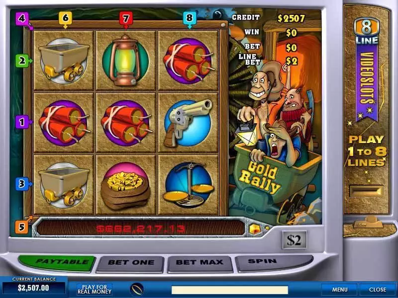Gold Rally 8 Line Slots made by PlayTech - Main Screen Reels
