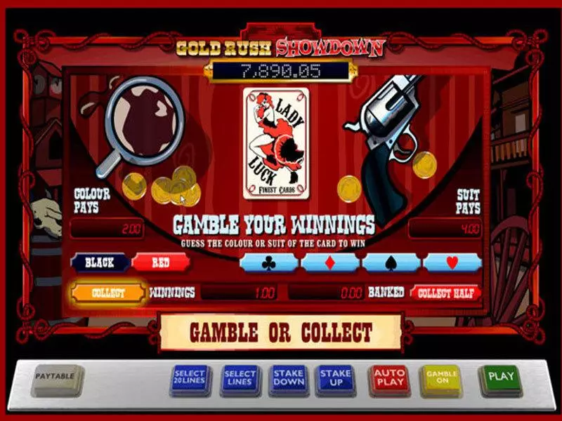 Gold Rush Showdown Slots made by 888 - Gamble Screen