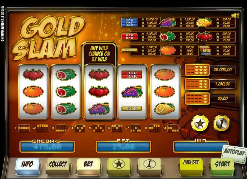 Gold Slam Slots made by Sheriff Gaming - Main Screen Reels