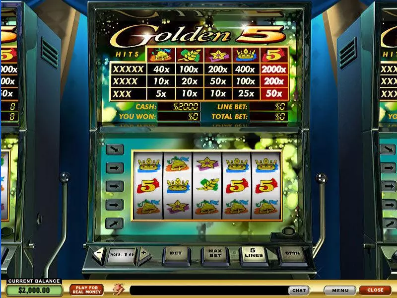 Golden 5 Slots made by PlayTech - Main Screen Reels