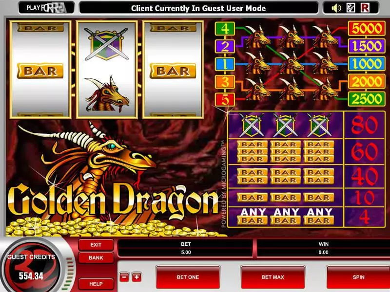 Golden Dragon Slots made by Microgaming - Main Screen Reels