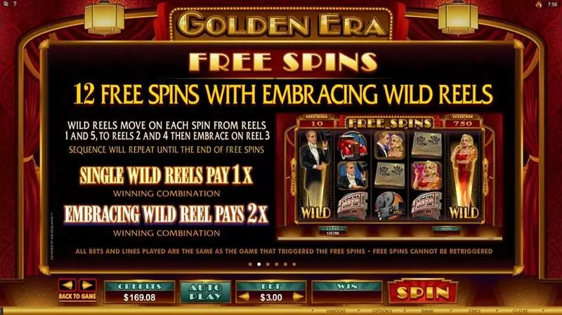 Golden Era Slots made by Microgaming - Info and Rules