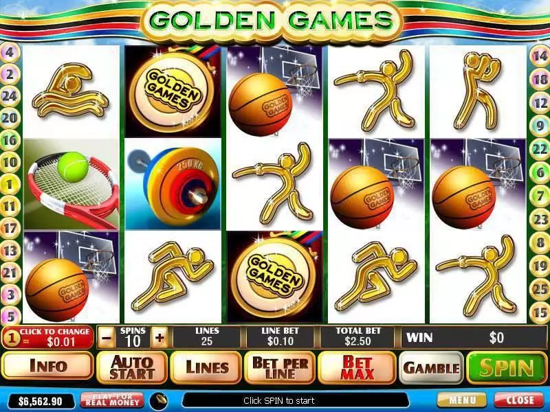 Golden Games Slots made by PlayTech - Main Screen Reels