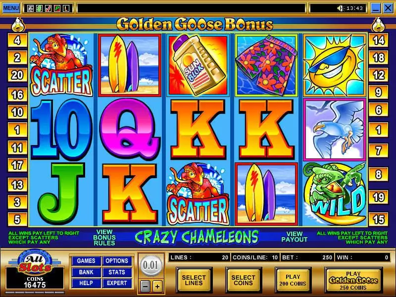 Golden Goose - Crazy Chameleons Slots made by Microgaming - Main Screen Reels