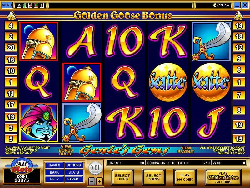 Golden Goose - Genie's Gems Slots made by Microgaming - Main Screen Reels