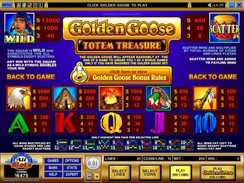 Golden Goose - Totem Treasure Slots made by Microgaming - Info and Rules