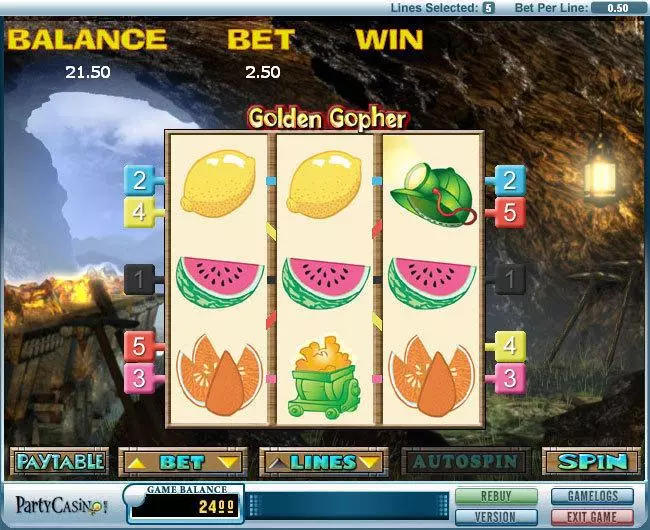 Golden Gopher Slots made by bwin.party - Main Screen Reels