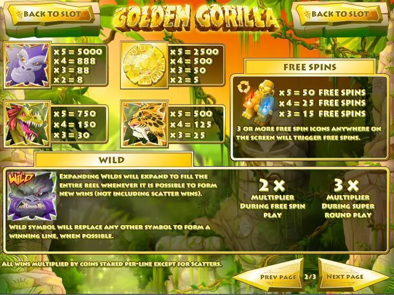 Golden Gorilla Slots made by Rival - Info and Rules