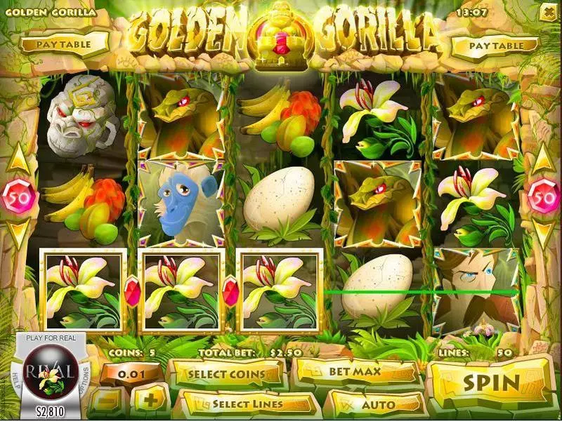 Golden Gorilla Slots made by Rival - Main Screen Reels