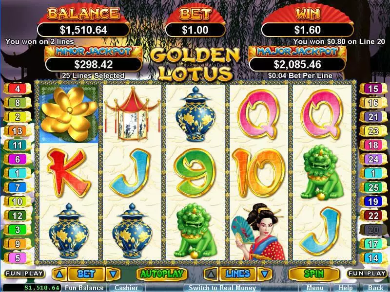 Golden Lotus Slots made by RTG - Main Screen Reels
