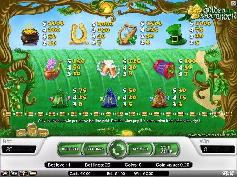 Golden Shamrock Slots made by NetEnt - Info and Rules