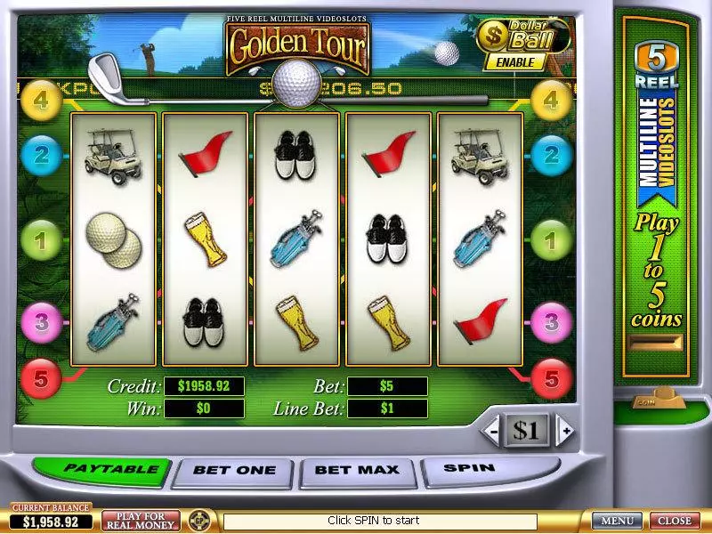 Golden Tour Slots made by PlayTech - Main Screen Reels