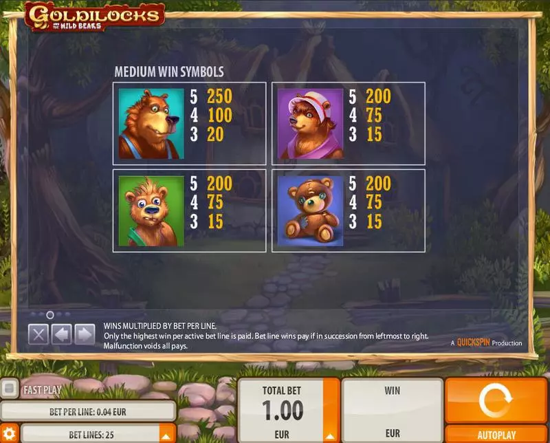 Goldilocks Slots made by Quickspin - Info and Rules