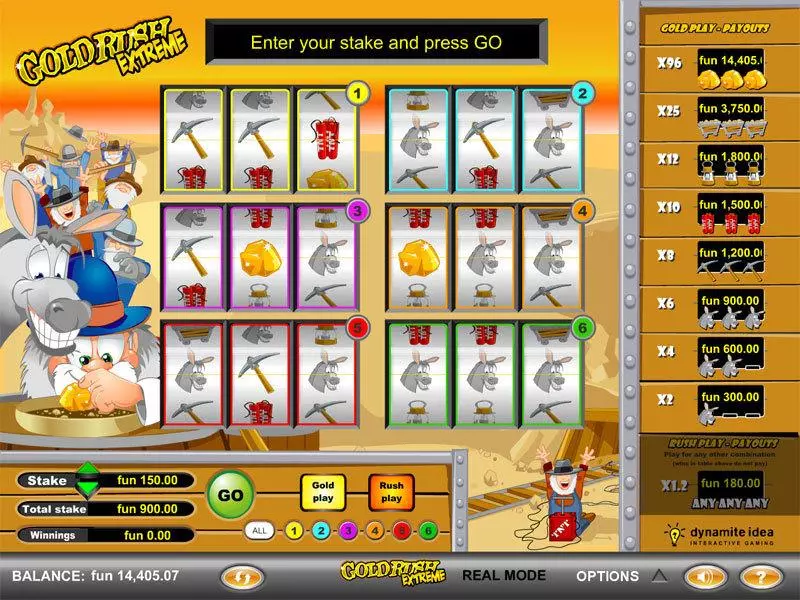 GoldRush Extreme Slots made by GTECH - Main Screen Reels