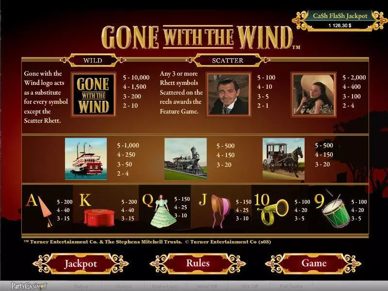 Gone With The Wind Slots made by bwin.party - Info and Rules