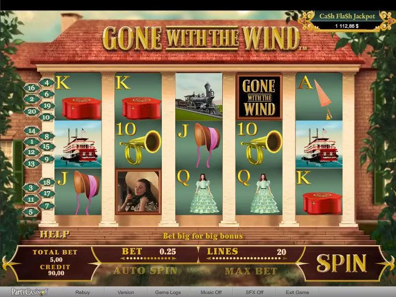 Gone With The Wind Slots made by bwin.party - Main Screen Reels
