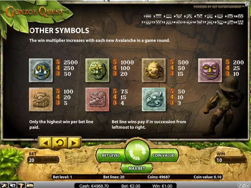Gonzo's Quest Slots made by NetEnt - Info and Rules