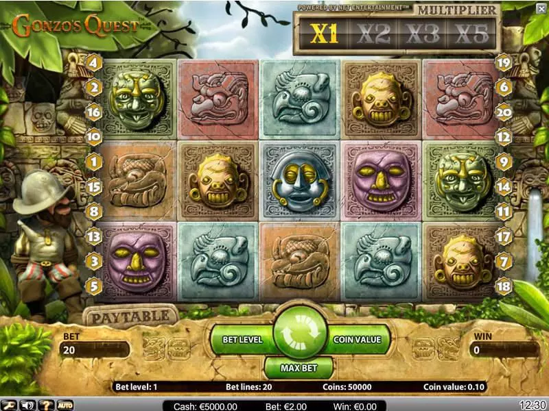 Gonzo's Quest Slots made by NetEnt - Main Screen Reels