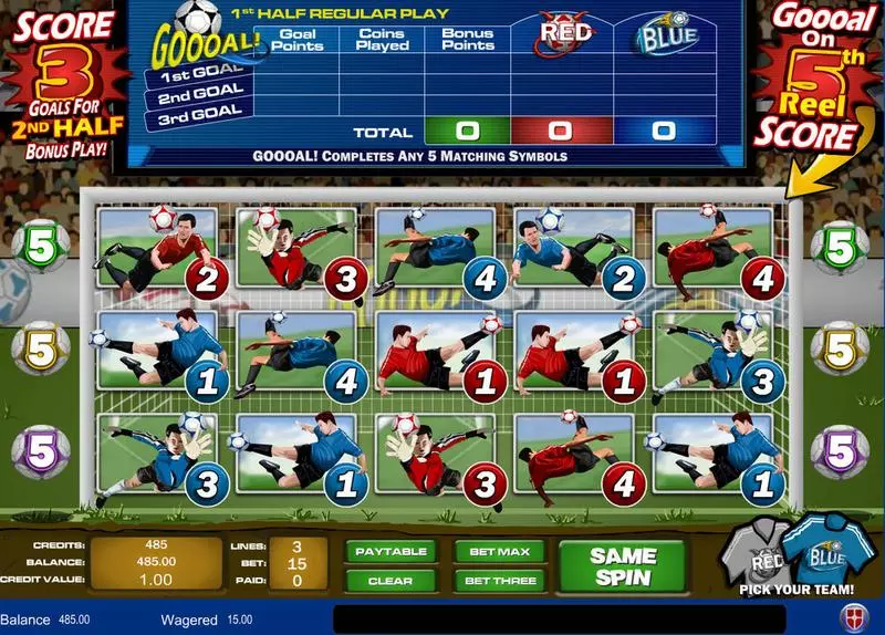 Gooal! Slots made by Amaya - Main Screen Reels