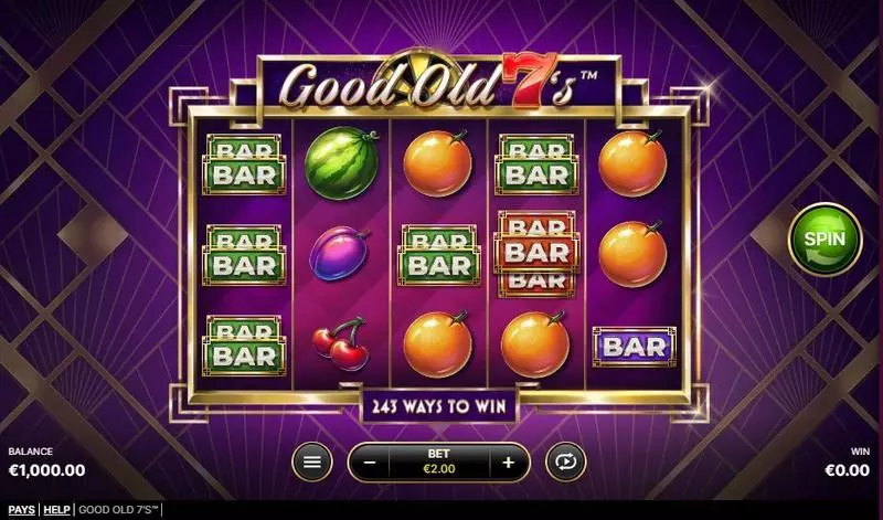Good Old 7’s Slots made by NetEnt - Main Screen Reels