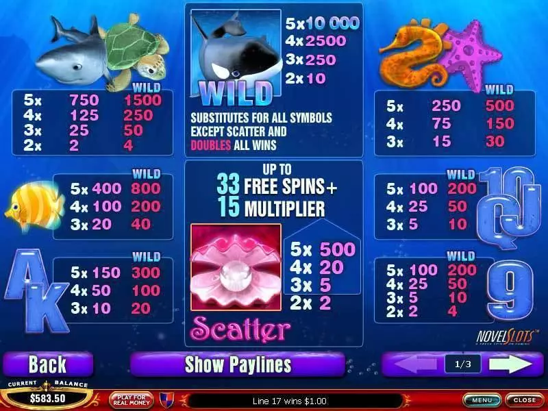 Great Blue Slots made by PlayTech - Info and Rules