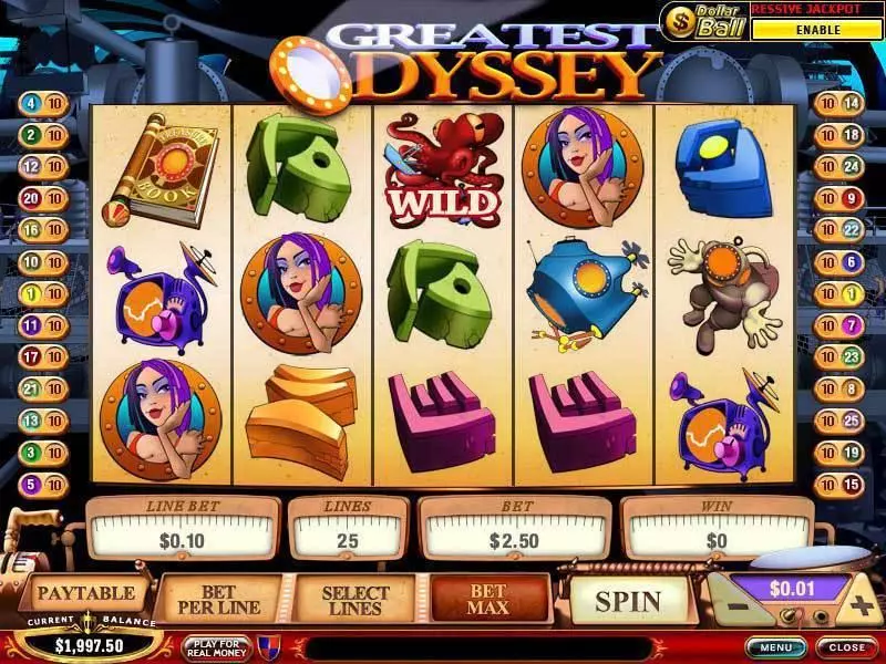 Greatest Odyssey Slots made by PlayTech - Main Screen Reels