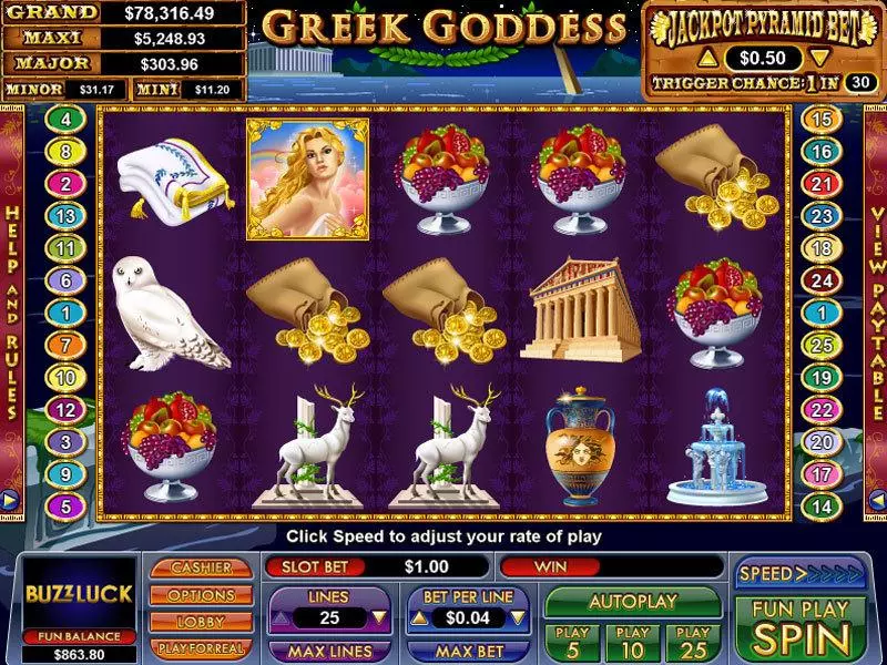 Greek Goddess Slots made by NuWorks - Main Screen Reels