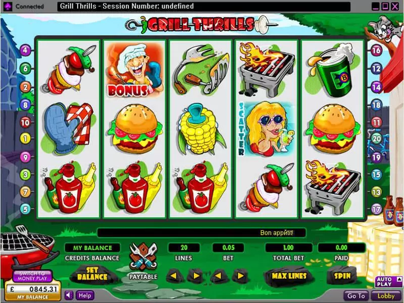 Grill Thrills Slots made by 888 - Main Screen Reels
