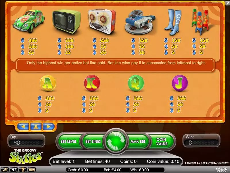 Groovy Sixties Slots made by NetEnt - Info and Rules