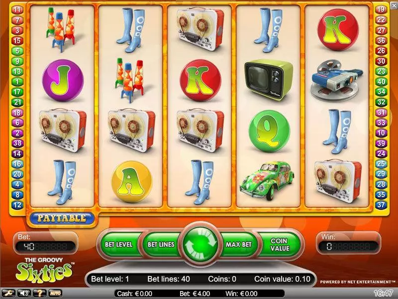 Groovy Sixties Slots made by NetEnt - Main Screen Reels